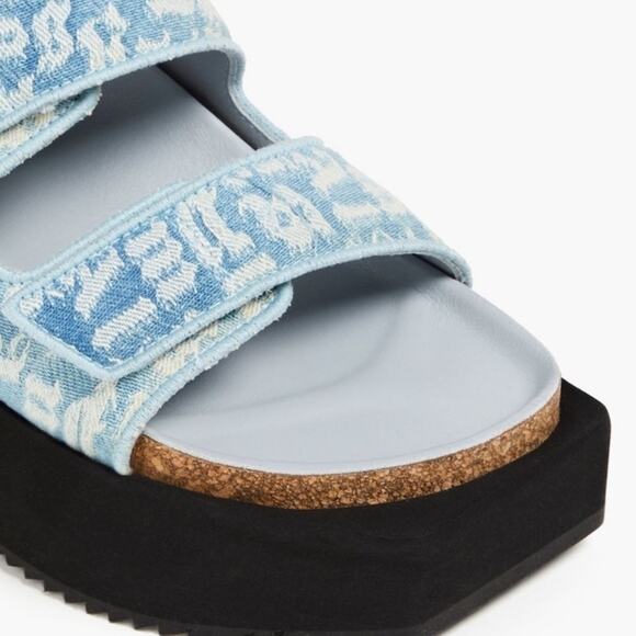 Palm Angels Blue Platform Birck Slingback Sandals Size 8 Retails $715 - Picture 2 of 11